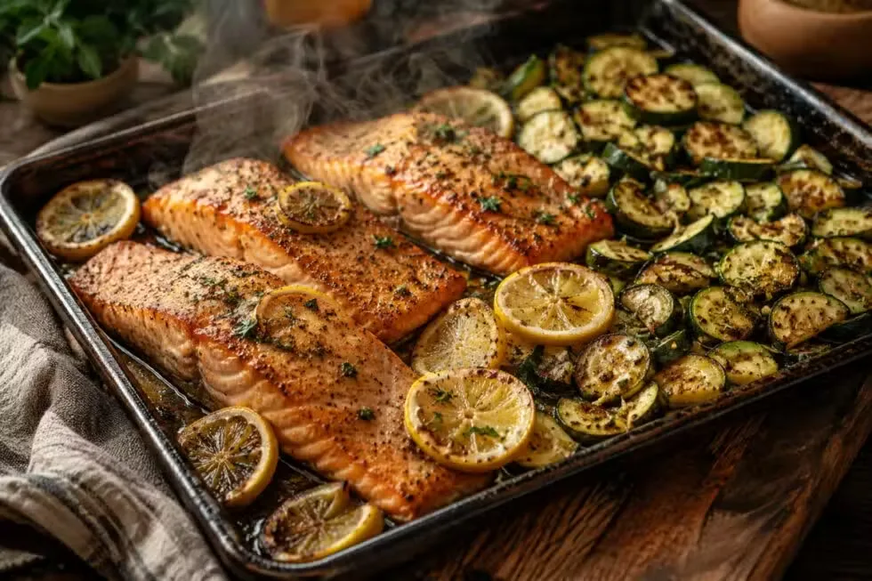 Sheet Pan Salmon with Roasted Zucchini